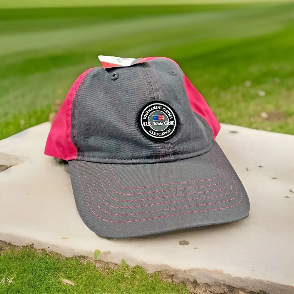 US Kids Golf Association Tournament Players CADDIE Adult Cap Hat Pink Adjustable